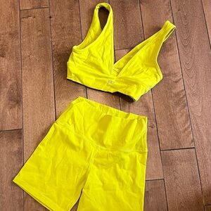 Set Active - Lime Green - Sports Bra & High-Waist Bike Shorts